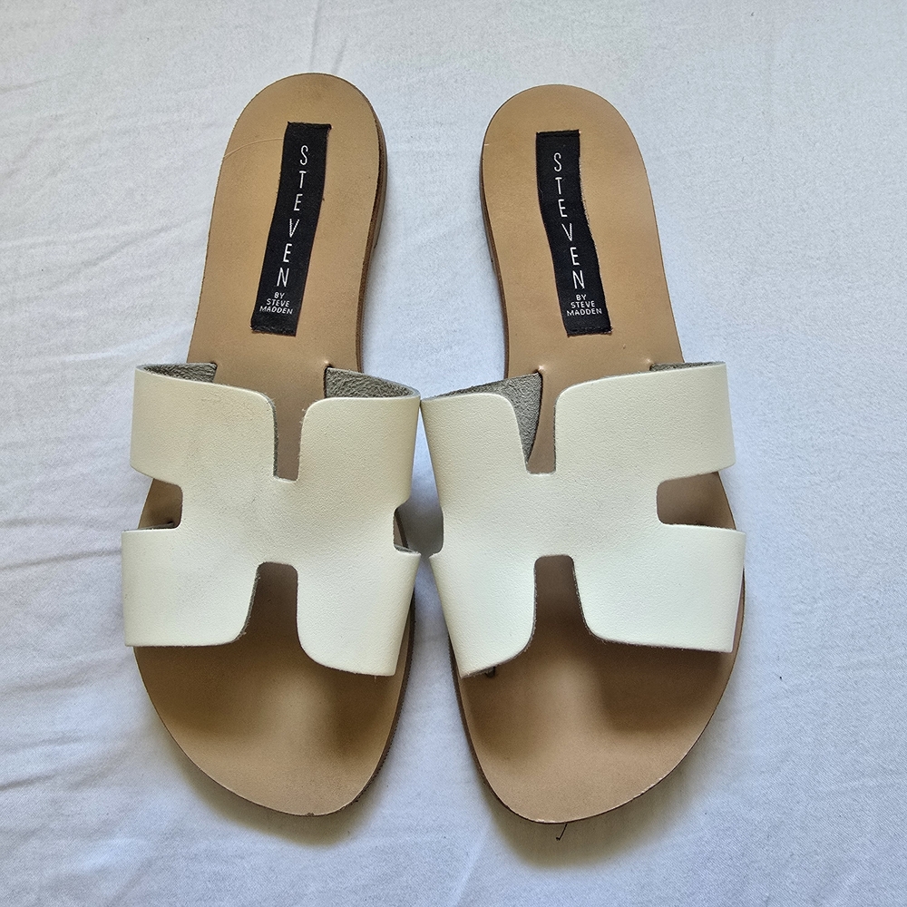 Steven By Steve Madden Cream Slide Sandals
